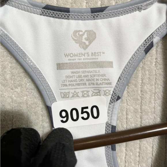 Women's Best Charcoal Power Seamless Sports Bra M  Medium White Camouflage - Picture 3 of 7